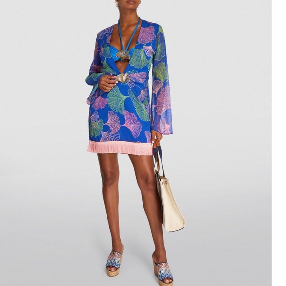 PatBo Ocean Leaf Plunge Mini Dress - Picture 3 of 6